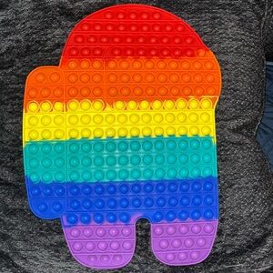 Super Jumbo Push Pop Fidget Toy Rainbow Among Us Character Giant 17”x12”